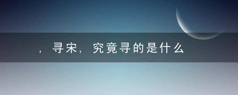 ,寻宋,究竟寻的是什么