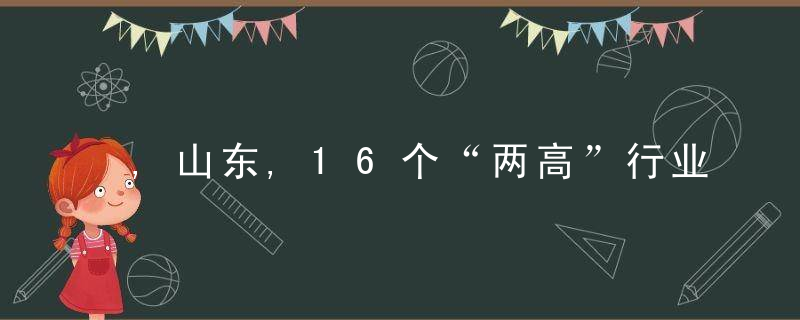 ,山东,16个“两高”行业新上项目必须落实能源消费减