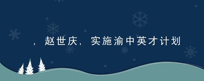 ,赵世庆,实施渝中英才计划,壮大人才“增量”盘活“存