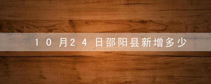 10月24日邵阳县新增多少，邵阳隔离酒店住宿费一天多钱