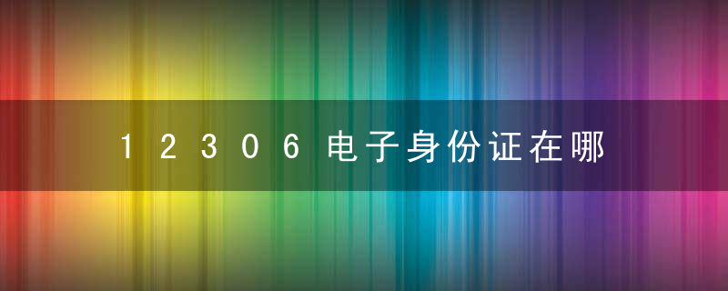 12306电子身份证在哪