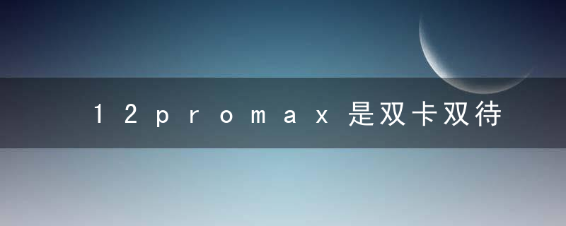 12promax是双卡双待吗