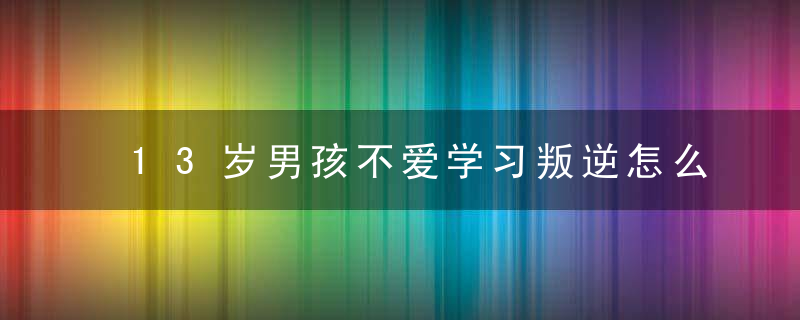 13岁男孩不爱学习叛逆怎么办