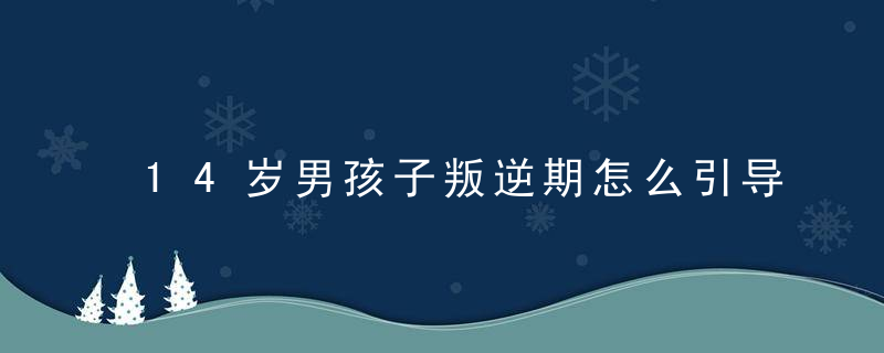 14岁男孩子叛逆期怎么引导