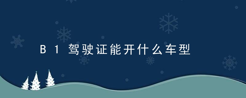 B1驾驶证能开什么车型，b1驾驶证能开什么车图片