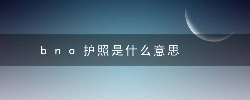 bno护照是什么意思，BNo护照什么意思