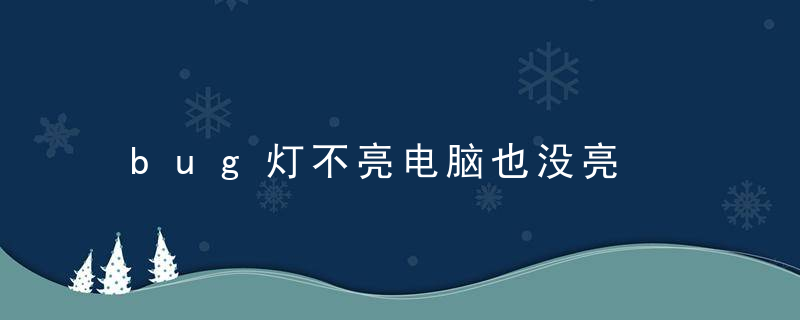 bug灯不亮电脑也没亮