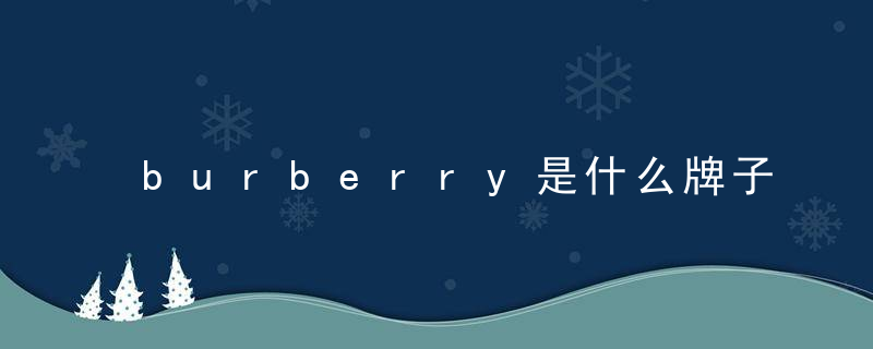 burberry是什么牌子