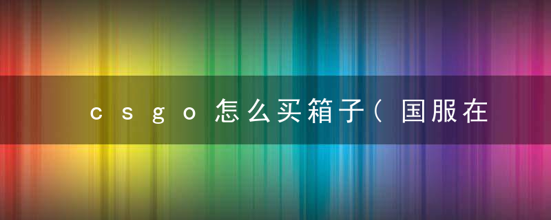 csgo怎么买箱子(国服在哪开箱子手把手教学)