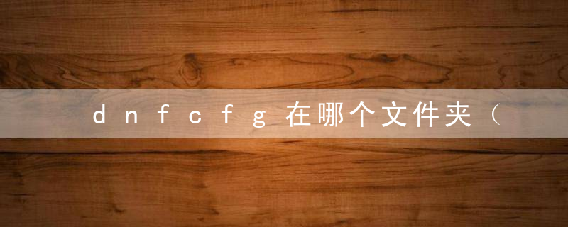 dnfcfg在哪个文件夹（DNF搜索DNF.cfg）