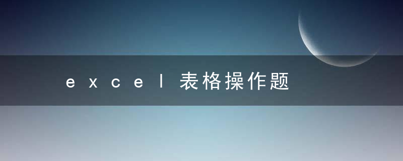 excel表格操作题