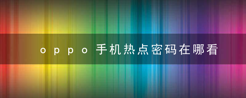 oppo手机热点密码在哪看