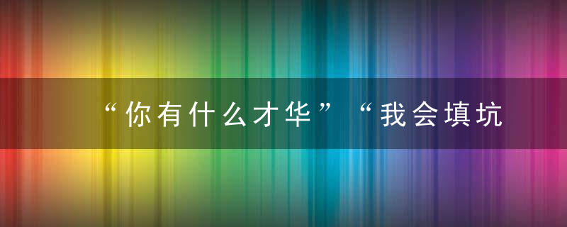 “你有什么才华”“我会填坑。”