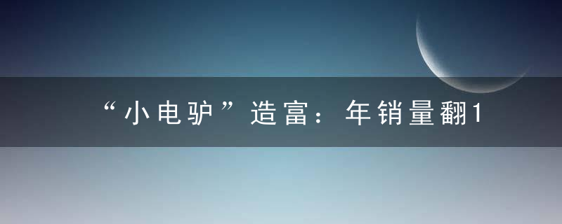 “小电驴”造富：年销量翻10倍后，卷向海外