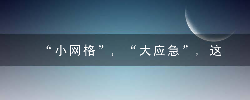 “小网格”,“大应急”,这里推动应急管理治理重心下移