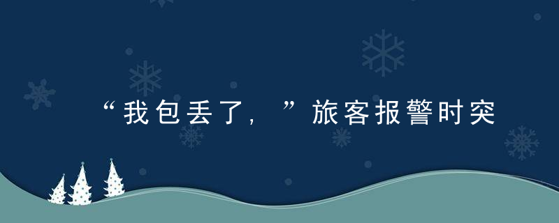 “我包丢了,”旅客报警时突然昏厥倒地,民警这样处理