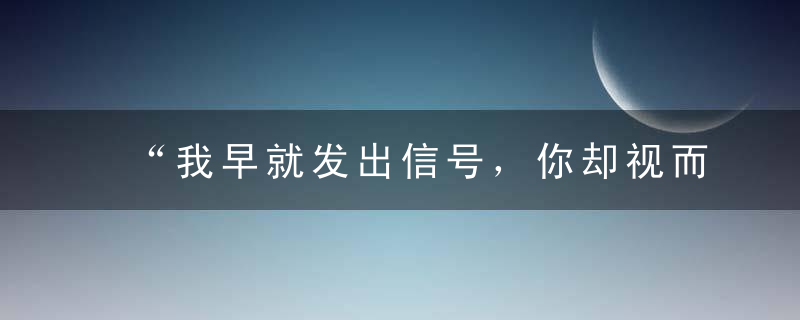 “我早就发出信号，你却视而不见，后果自负”