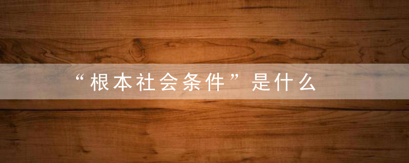 “根本社会条件”是什么
