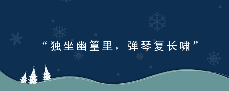 “独坐幽篁里，弹琴复长啸”