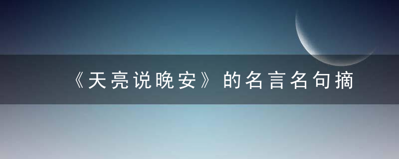 《天亮说晚安》的名言名句摘抄(8条)