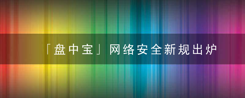 「盘中宝」网络安全新规出炉,产业规模飞速增长,这家公