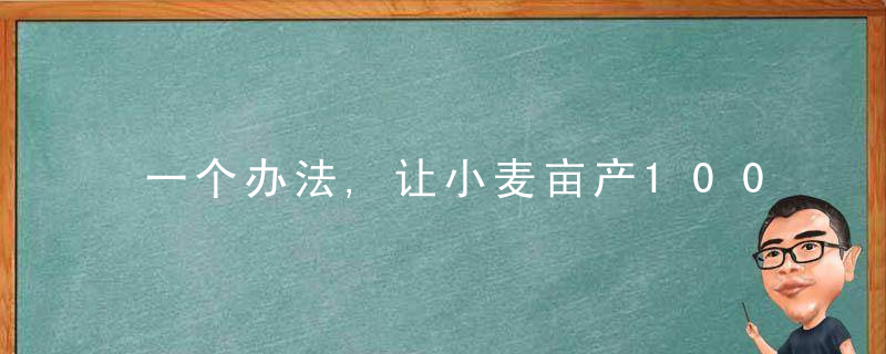 一个办法,让小麦亩产1000斤,灌浆水这样浇,（高产