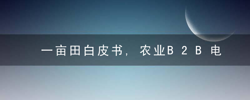 一亩田白皮书,农业B2B电商影响80,的农产品产地流