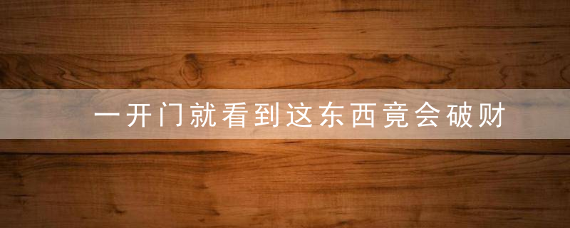 一开门就看到这东西竟会破财，我一进门就看见