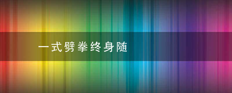 一式劈拳终身随