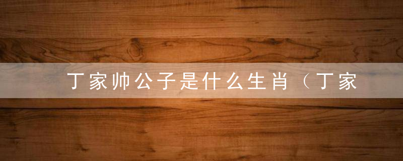 丁家帅公子是什么生肖（丁家帅公子打一生肖）见广东疫情防控新闻