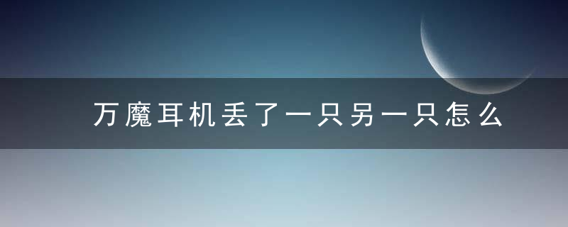 万魔耳机丢了一只另一只怎么找