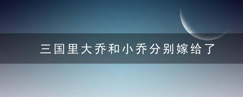 三国里大乔和小乔分别嫁给了谁