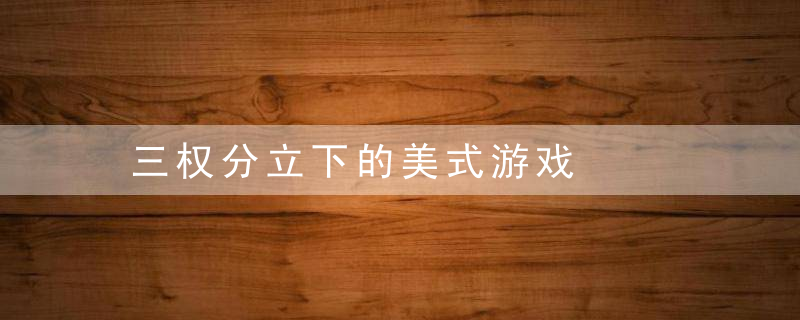 三权分立下的美式游戏