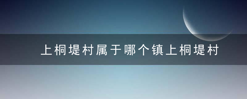 上桐堤村属于哪个镇上桐堤村介绍，上桐堤村属于哪个镇