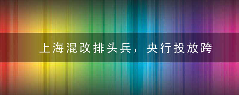 上海混改排头兵，央行投放跨年流动性——点评上海国企员工持股首批试点方案出台和央行启动临时流动性便利