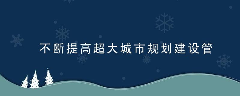 不断提高超大城市规划建设管理水平