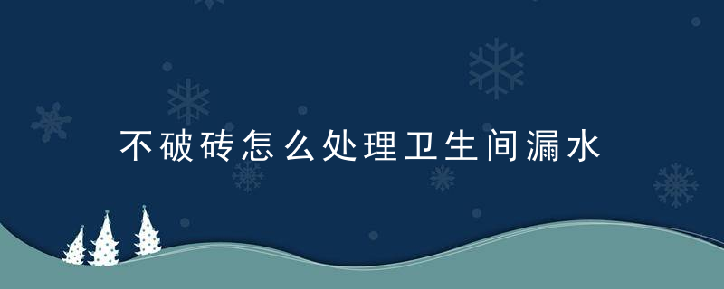 不破砖怎么处理卫生间漏水