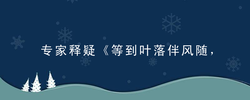 专家释疑《等到叶落伴风随，收拾心情早归去》打一生肖是什么意思