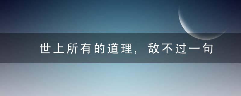 世上所有的道理,敌不过一句随便你