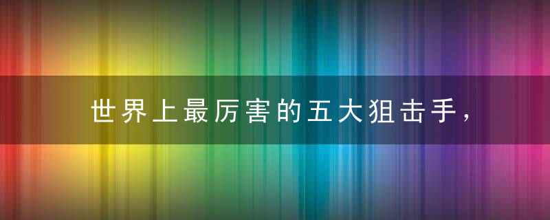 世界上最厉害的五大狙击手，中国有一位名列第二！第一名无可争议