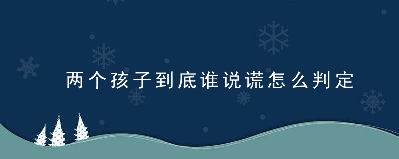 两个孩子到底谁说谎怎么判定