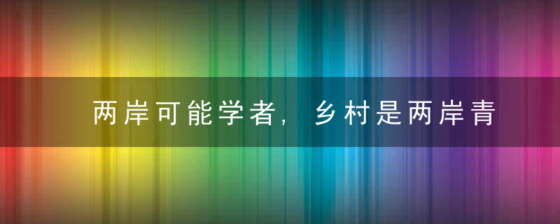 两岸可能学者,乡村是两岸青年合作蓝海