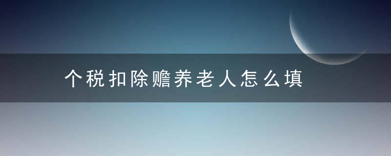 个税扣除赡养老人怎么填