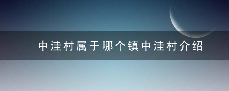 中洼村属于哪个镇中洼村介绍，下洼镇有哪些村庄