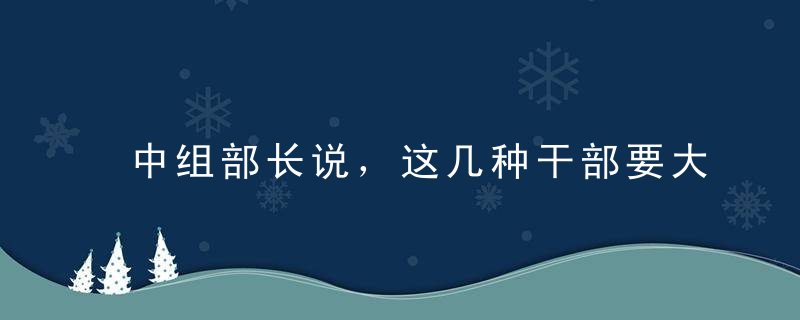 中组部长说，这几种干部要大力选拔！