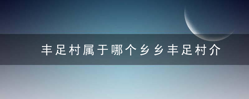 丰足村属于哪个乡乡丰足村介绍，丰足村属于哪个区