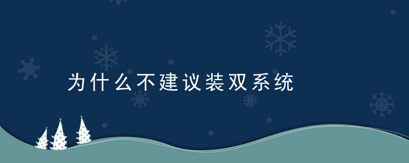 为什么不建议装双系统