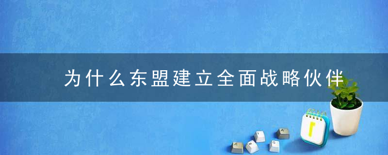 为什么东盟建立全面战略伙伴关系,外国学者,为什么在证明自