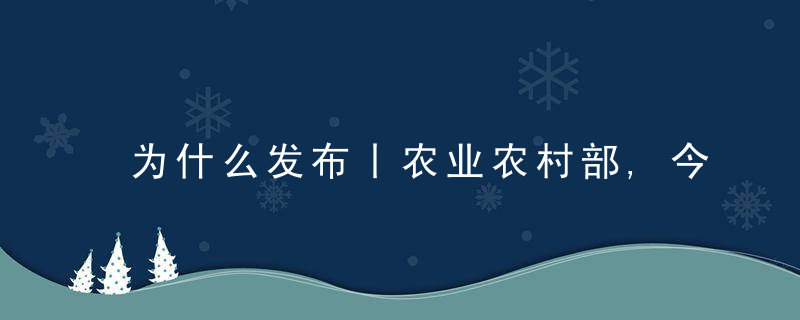 为什么发布丨农业农村部,今年小麦有望夺取丰收