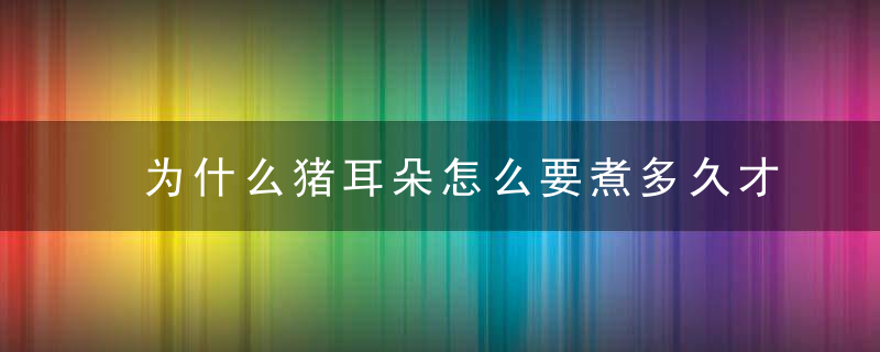 为什么猪耳朵怎么要煮多久才熟 它有什么营养